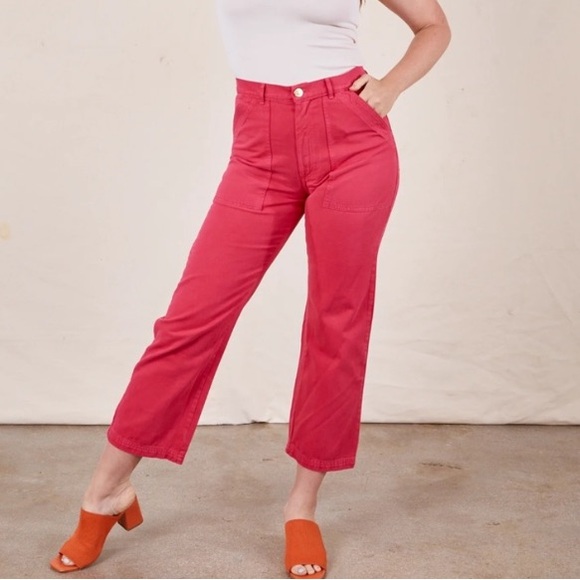 Big Bud Press Pants - Big Bud Press Work Pants Hot Pink Cotton Twill Straight Leg High Waisted Utility